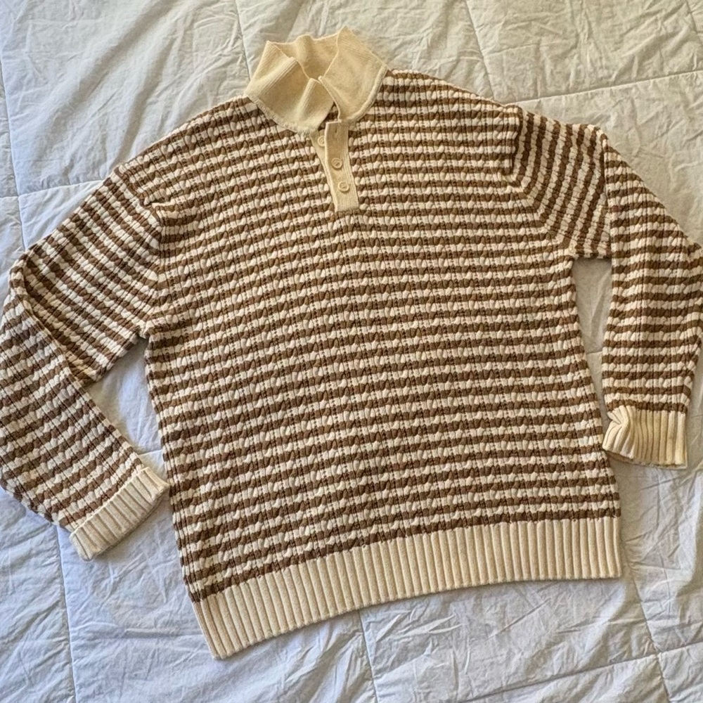 Zara Brown and Cream Turtleneck Sweater